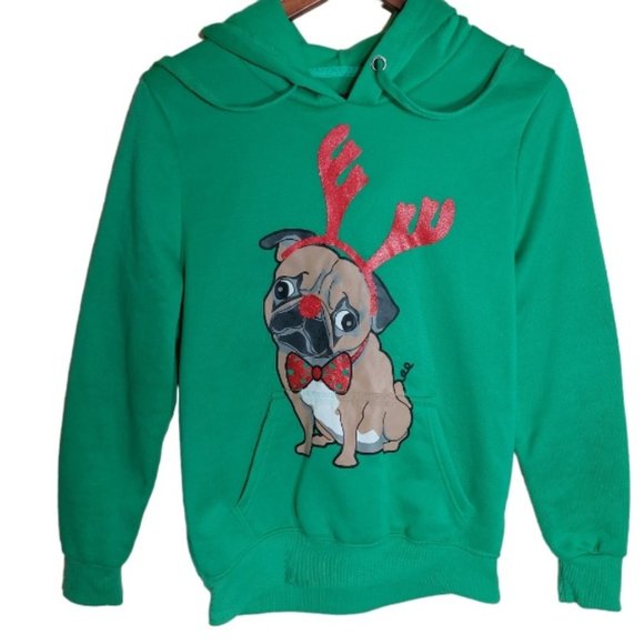 Pug Women's Ugly Christmas Hoodie - Size M - Picture 1 of 5